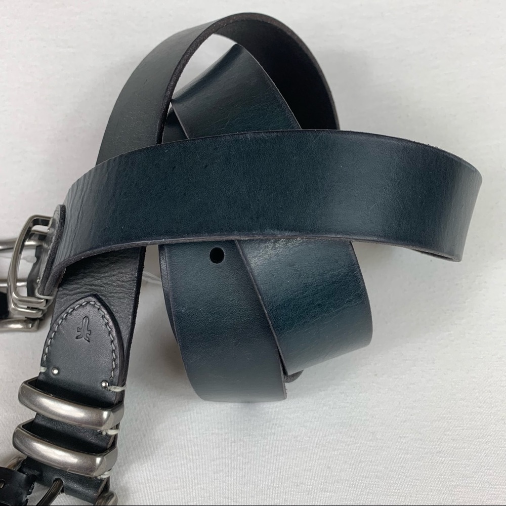Frye genuine leather dark navy belt unisex size L new